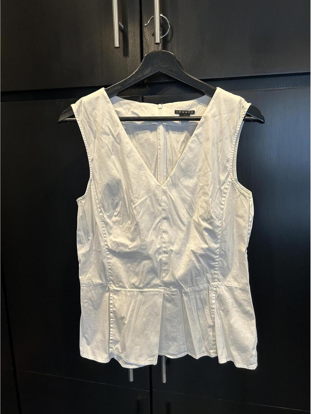 Theory Women's Sleeveless White Blouse Top Size L